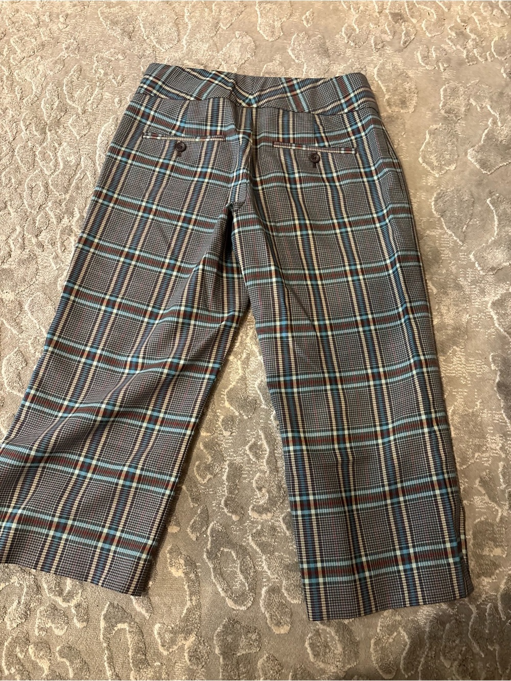 Express editor women’s Plaid Dress Pants in Brown and Blue size 0 - Picture 2 of 7
